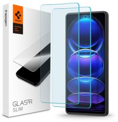 Spigen SLIM képernyővédő üveg 2db (2.5D, extra karcálló, tokbarát, ultravékony, 0.2mm, 9H) ÁTLÁTSZÓ Xiaomi Redmi Note 12 Pro, Xiaomi Redmi Note 12 Pro Plus (AGL06045)