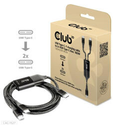 Club 3D USB Type-C, Y charging cable to 2x USB Type-C max. 100W, 1.83m/6ft M/M