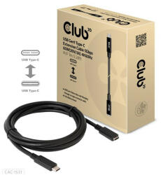Club 3D USB Gen1 Type-C Hosszabbító Kábel 5Gbps 60W(20V/3A) 4K60Hz M/F 1m/3.28ft