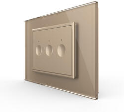 LIVOLO Intrerupator cap scara cruce triplu cu touch integrat 3M, standard italian cu rama sticla (VL-FC3S-P9E-3AP)