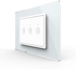 LIVOLO Intrerupator cap scara cruce triplu cu touch integrat 3M, standard italian cu rama sticla (VL-FC3S-P9E-3WP)