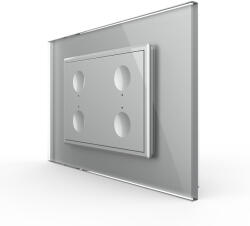 LIVOLO Intrerupator cap scara cruce cvadruplu cu touch integrat 3M, standard italian cu rama sticla (VL-FC4S-P9E-3IP)