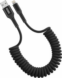 YENKEE YCU 502 USB-A apa - Lightning apa 2.0 Spirálos Adat és töltő kábel - Fekete (1, 5m) (YCU 502 BK)