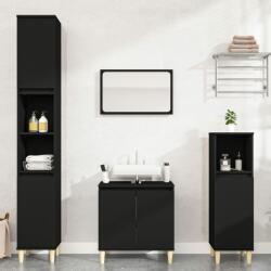 vidaXL Set mobilier de baie, 3 piese, negru, lemn compozit (3185582)