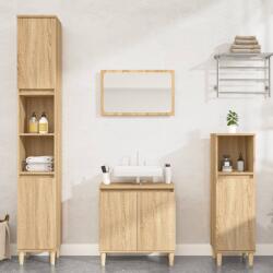 vidaXL Set mobilier de baie, 3 piese, stejar sonoma, lemn prelucrat (3185584)