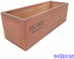 Home feliratos tégla fa kaspó - Világos barnás