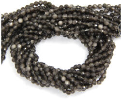  Obsidian Silver Rotund Fatetat Margele Pietre Semipretioase Bijuterii - 4x4 mm