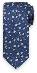 Willsoor Férfi klasszikus sötétkék nyakkendő fehér virágmintával 15124