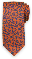 Willsoor Férfi klasszikus narancs nyakkendő kék leveles mintával 15145