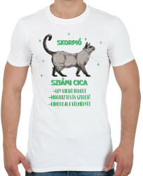 printfashion Skorpió - Sziámi cica - Férfi póló - Fehér (13337524)