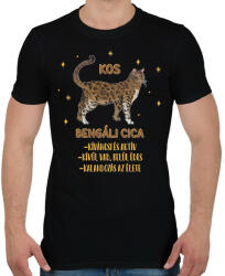 printfashion Kos - Bengáli cica - Férfi póló - Fekete (13334997)