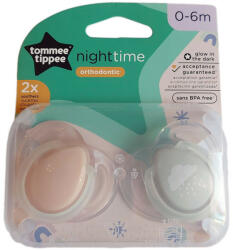 Tommee Tippee játszócumi CTN Night 2 db 0-6 hó pasztell púder-szürke - babycenter-online