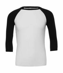 Bella Canvas Uniszex 3/4-es ujjú póló Bella Canvas Unisex 3/4 Sleeve Baseball T-Shirt XL, Fehér/Fekete