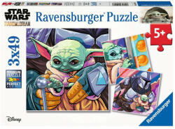 Ravensburger Puzzle Baby Yoda, 3X49 Piese (RVSPC05241) - ejuniorul Puzzle