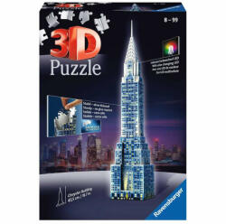 Ravensburger Puzzle 3D Cladirea Chrysler, Editie Luminoasa, 216 Piese (RVS3D12595) - ejuniorul