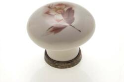  Bútorfogantyú, gomb antikolt bronz barna virág, 31 mm, fém-porcelán (10007550364)