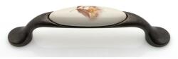  Bútorfogantyú 96 mm, sötét bronz barna virág, fém-porcelán PORCELÁN (10007550309)
