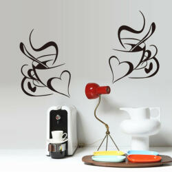 A. B. C Vidám Fal Falmatrica - Kávéscsészék szerelmeseknek - Öntapadós fali dekoráció