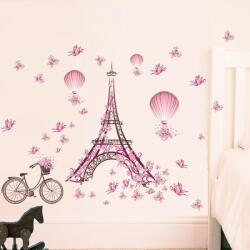 A. B. C Vidám Fal Falmatrica - Eiffel-torony pillangókkal - Öntapadós fali dekoráció
