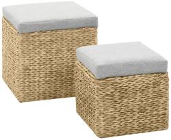 vidaXL Set taburete 2 buc. , iarbă de mare, gri (246109) Canapea