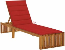 vidaXL Șezlong cu pernă, lemn masiv de acacia (3064155)