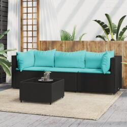 vidaXL Set mobilier relaxare grădină 4 piese cu perne poliratan negru (319799)