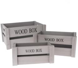 4-Home Set lădițe din lemn Wood Box, 3 buc. , gri