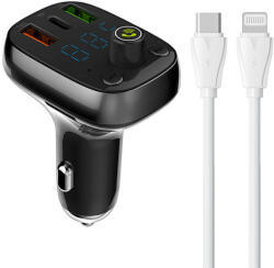LDNIO Bluetooth C704Q 2USB, USB-C Transmiter FM + USB-C - Lightning cable - pixelrodeo