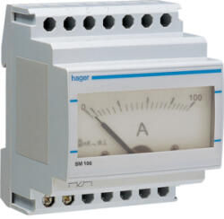 Hager Analóg ampermérő, 1 fázisú, áramváltós mérés, 100A-ig, moduláris (SM100) (SM100)