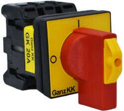 Ganz GK20A T203/04 E vészleállító kapcsoló / nyitott / mellső felerősítés / 3p / 20A (610-0202-306) (610-0202-306)