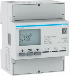 Hager Fogyasztásmérő, direkt 3x80A 4modul MODBUS (ECR180T) (ECR180T)