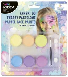 Derform Set vopsea de pictat pe față Kidea, 6 culori pastel