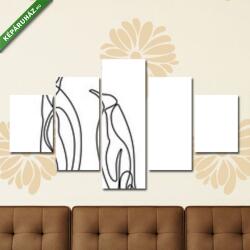  Többrészes Vászonkép, Partner Kollekció: Pingvinek (vonalrajz; line art)(135x70 cm, S01)