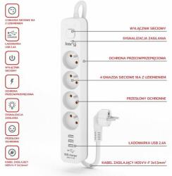 HSK Data 4 Plug + 3 USB 3 m Switch (M02414)