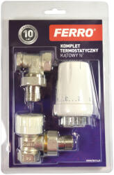 FERRO Set robinet radiator coltar cap + tur + retur, 1/2", Ferro
