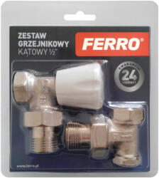 FERRO Set robinet radiator coltar tur + retur, 1/2", Ferro