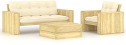 vidaXL Set mobilier de grădină cu perne, 3 piese, lemn de pin tratat (3065776)
