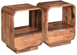 vidaXL Noptieră cu sertar 2 buc, lemn masiv de sheesham, 40 x 30 x 50 cm (243953) - maryon