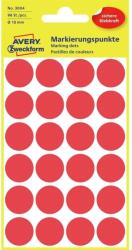 Avery Etikett címke, o18mm, jelölésre, 24 címke/ív, 4 ív/doboz, Avery piros (3004)