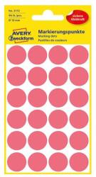 Avery Etikett címke, o18mm, jelölésre, neon 24 címke/ív, 4 ív/doboz, Avery piros (3172)