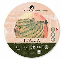 Fedrigoni Magnani Italia akvarelltömb, 100% pamut, 300 g, 16 cm kerek, 20 lap, félérdes