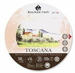 Fedrigoni Magnani Toscana akvarelltömb, 100% pamut, 300 g, 16 cm kerek, 20 lap, érdes