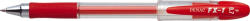 PENAC Pix cu gel PENAC FX-1, rubber grip, 0.7mm, con metalic, corp transparent - scriere rosie (P-BA1903-02F) - siscom-papetarie