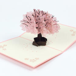 A. B. C Vidám Fal 3D üdvözlőlap Rózsaszín virágzó fa