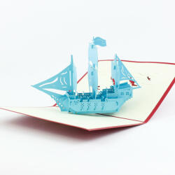 A. B. C Vidám Fal 3D üdvözlőlap Türkiz hajó