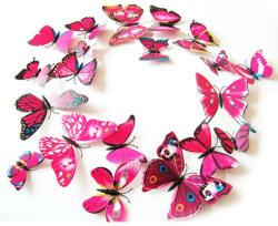 A. B. C Vidám Fal Színes 3D Pillangók Rózsaszín