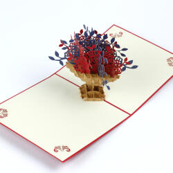 A. B. C Vidám Fal 3D üdvözlőlap Vörös rózsák virágcserépben
