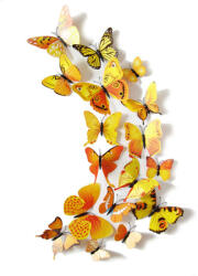 A. B. C Vidám Fal Színes 3D pillangók Sárga