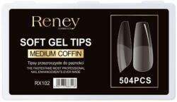 Reney Cosmetics Tipsuri pentru unghii, acril, transparent, 504 buc. - Reney Cosmetics Soft Gel Tips Medium Coffin RX-102 504 buc