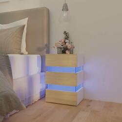 vidaXL Noptieră cu LED, alb/stejar sonoma, 45x35x67 cm, lemn prelucrat (326845)